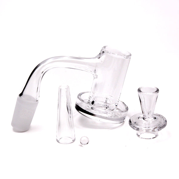 Full Weld Charmer Quartz Banger Set with Quartz Cap & Quartz Cone